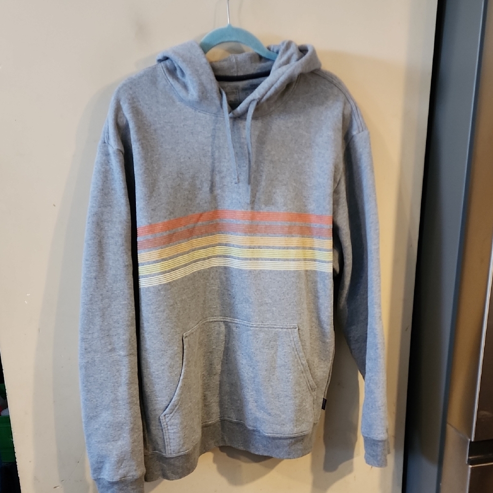 Patagonia Gray Hoodie with Multicolor Stripes